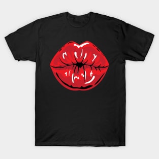 Red Lips, Kissing, Smooch, Pucker Up Design, Artwork, Vector, Graphic T-Shirt